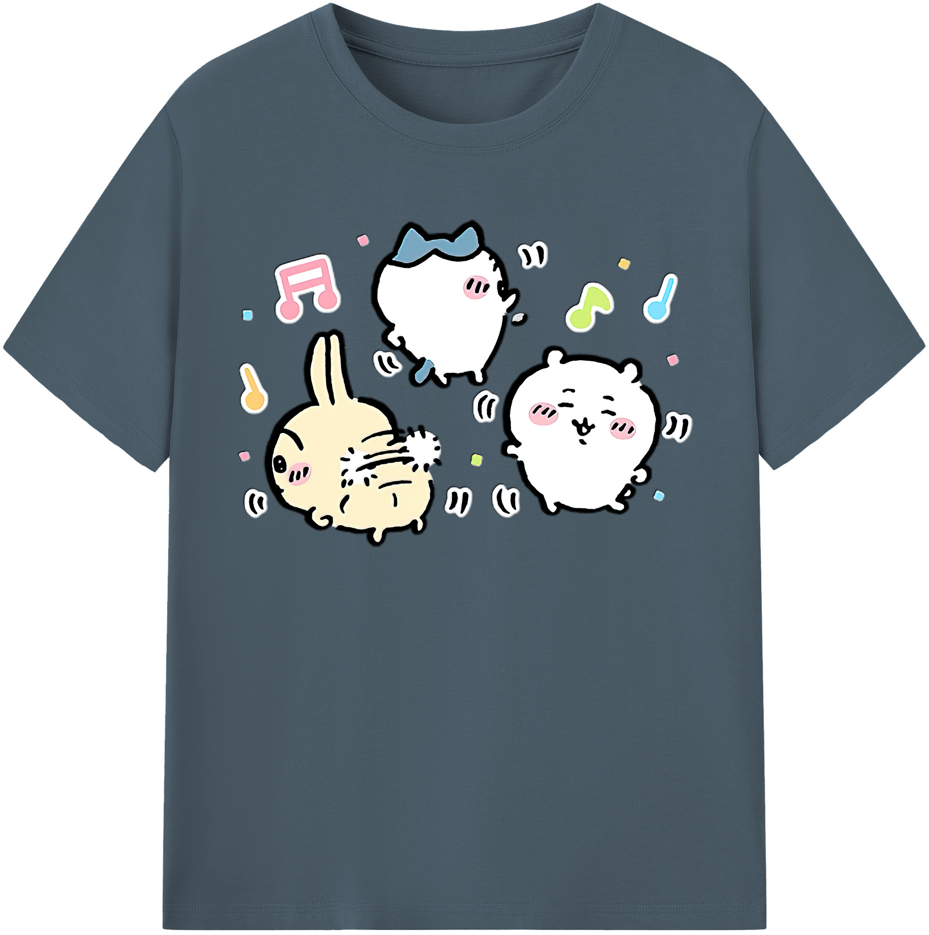 （画像用） ちいかわ うさぎ Chii-kawa usagi 綿100％半袖Tシャツ（フロントプリント）